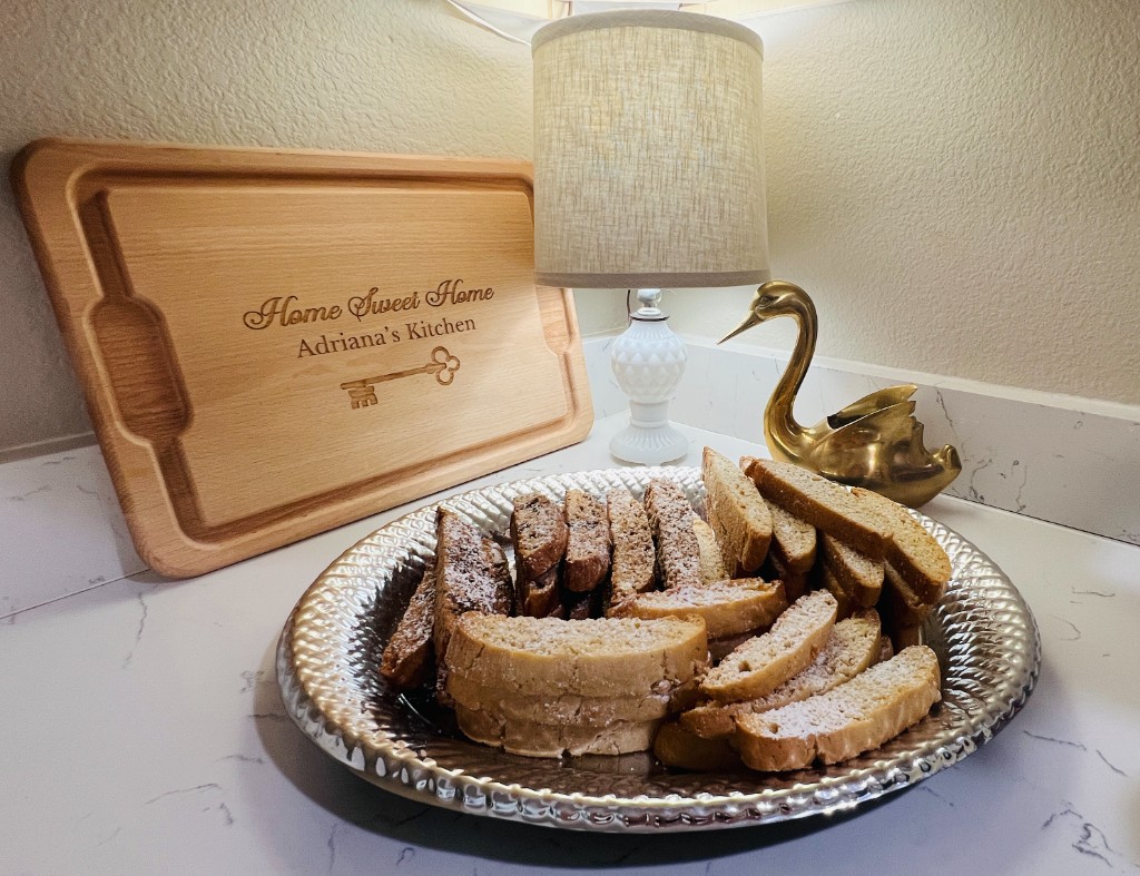 Fresh biscotti arranged for display